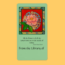 Chinese Peony Book Plate labels