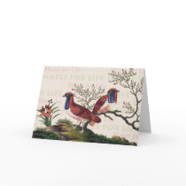 Chinese Pheasants Valentine's Day Card