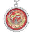 Chinese Phoenix Necklace with Red Background by 1001CharmNecklaces