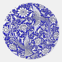 Chinese phoenix round stickers