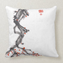 Chinese Plum Tree Branches with Blossoms Pillow pillows