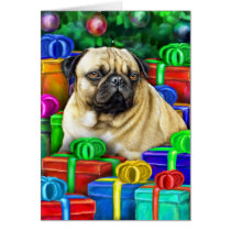 Chinese Pug Christmas Open Gifts NOW cards