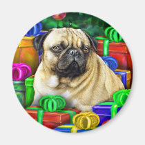 Chinese Pug Christmas Open Gifts NOW magnets