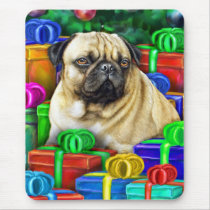 Chinese Pug Christmas Open Gifts NOW mousepads