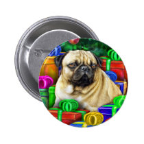 Chinese Pug Christmas Open Gifts NOW buttons