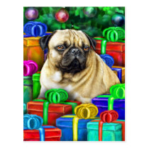 Chinese Pug Christmas Open Gifts NOW postcards