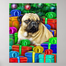 Chinese Pug Christmas Open Gifts NOW posters