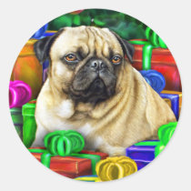 Chinese Pug Christmas Open Gifts NOW stickers