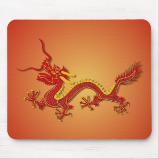 Chinese Red And Gold Dragon Mouse pad