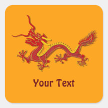 Chinese Red And Gold Dragon Stickers