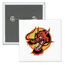 Chinese Red Dragon Buttons