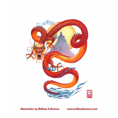 Chinese Red Dragon tee T Shirt by Nightmareartist