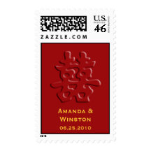 Chinese red hei wedding double happiness stamps