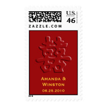 Chinese red hei wedding double happiness stamps