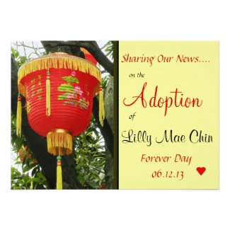 Chinese Red Lantern Adoption Announcement