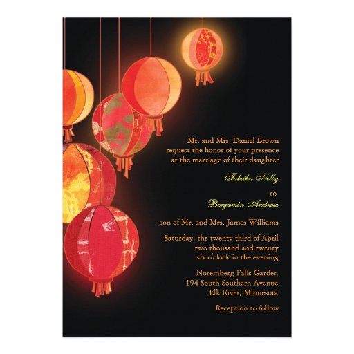 Chinese Red Lanterns Modern Formal Wedding Invites (front side)