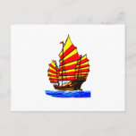 Chinese Red Yellow chuán Junk Ship jGibney The MUS Post Card