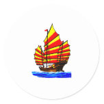 Chinese Red Yellow chuán Junk Ship jGibney The MUS Round Sticker