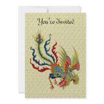 Chinese Rooster Art Design Invitation