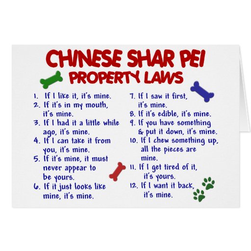 CHINESE SHAR PEI Property Laws 2 Card Zazzle