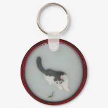 Chinese Silk Cat Picture keychains