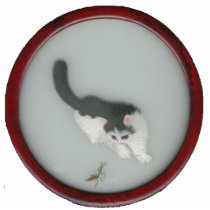 Chinese Silk Cat Picture photo sculptures