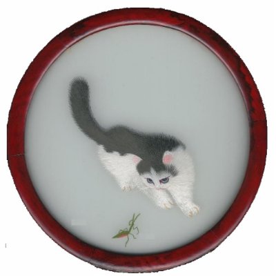 Chinese Silk Cat Picture Acrylic Cut Outs by christigmc