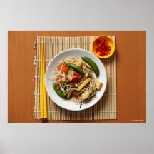 Chinese stir fried vegetables with chillies poster