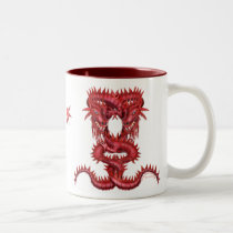 Chinese Style Double Red Dragons mugs