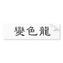 Chinese Symbol for anole, chameleon bumper stickers