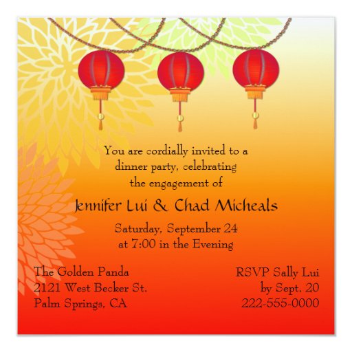 Party invitations engagement asian theme