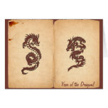 Chinese Tribal Dragon Old Aged Paper Red Orange Cards