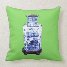CHINESE VASE ON GREEN PILLOW