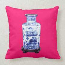 CHINESE VASE ON PINK PILLOW