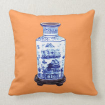 CHINESE VASE ON TANGERINE pillows