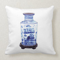 CHINESE VASE ON WHITE PILLOW pillows