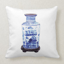 CHINESE VASE ON WHITE PILLOW