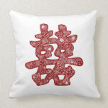 Chinese Wedding Double Happiness Floral Paper Cut pillows
