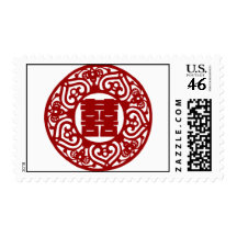 Chinese wedding double happiness postage