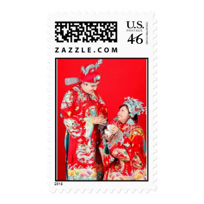 Chinese wedding postage stamps by vchiang