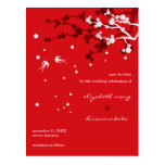 Chinese Wedding Sakura Chic Swallows Save The Date Post Cards