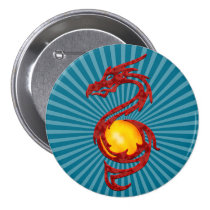 Chinese Year of the Dragon Metalic Red Pinback Button