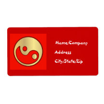 Chinese Yin Yang Red & Gold Labels