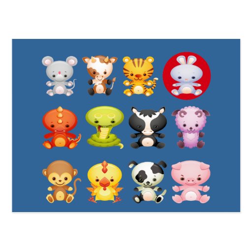 Chinese Zodiac Animals Year of the Rabbit Post Card