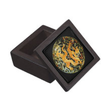 Chinese zodiac antique embroidered golden dragon premium trinket box