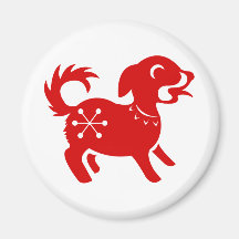 CHINESE ZODIAC DOG PAPERCUT ILLUSTRATION FRIDGE MAGNETS