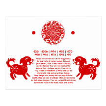 CHINESE ZODIAC DOG PAPERCUT ILLUSTRATION POST CARD