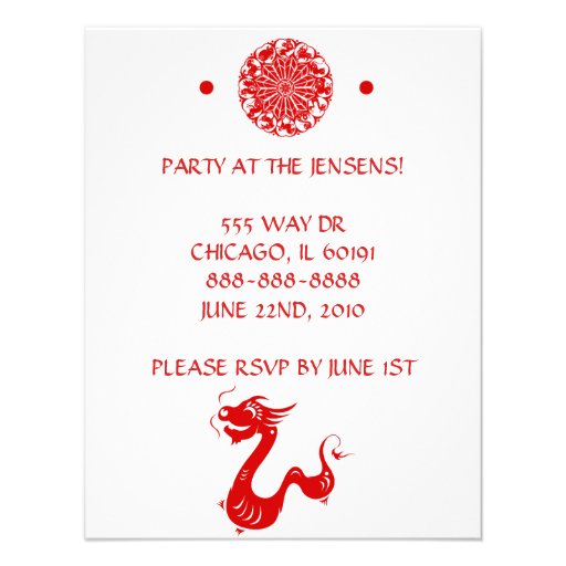 CHINESE ZODIAC DRAGON PAPERCUT ILLUSTRATION ANNOUNCEMENTS