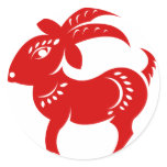 CHINESE ZODIAC GOAT PAPERCUT ILLUSTRATION ROUND STICKERS