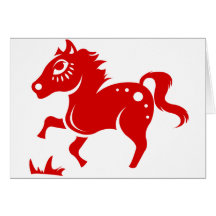 CHINESE ZODIAC HORSE PAPERCUT ILLUSTRATION GREETING CARDS